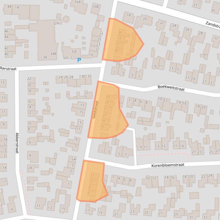 Kaart van postcodegebied 5391BD.