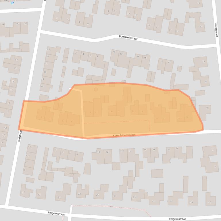 Kaart van postcodegebied 5391BE.