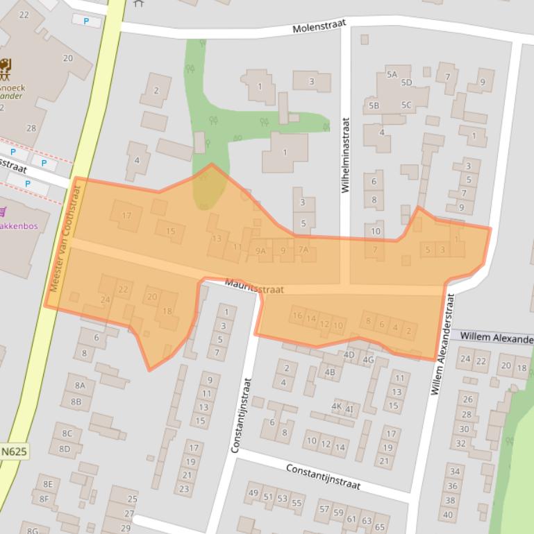 Kaart van postcodegebied 5397EP.