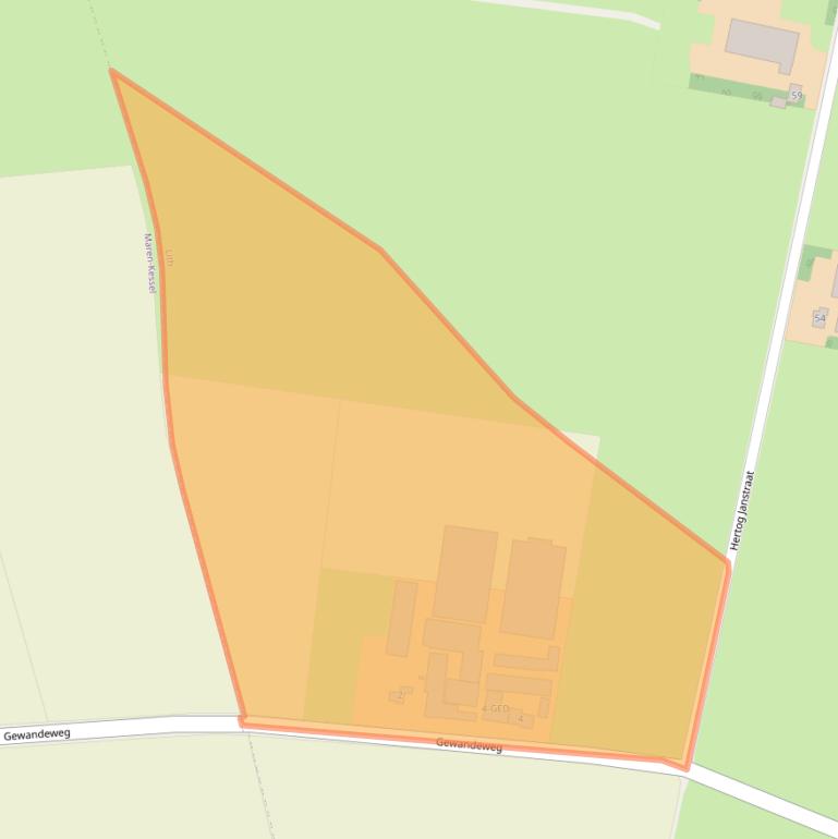 Kaart van postcodegebied 5397LN.