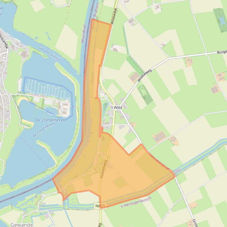 Kaart van postcodegebied 5398KH.