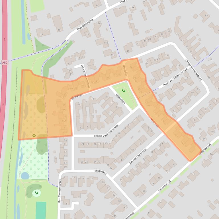 Kaart van postcodegebied 5401BN.