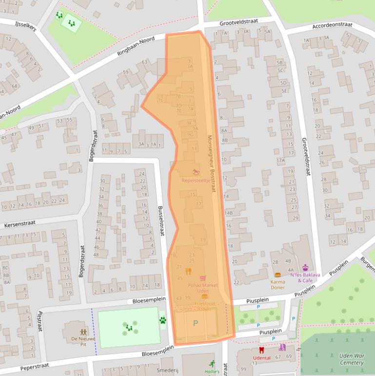 Kaart van postcodegebied 5401EA.