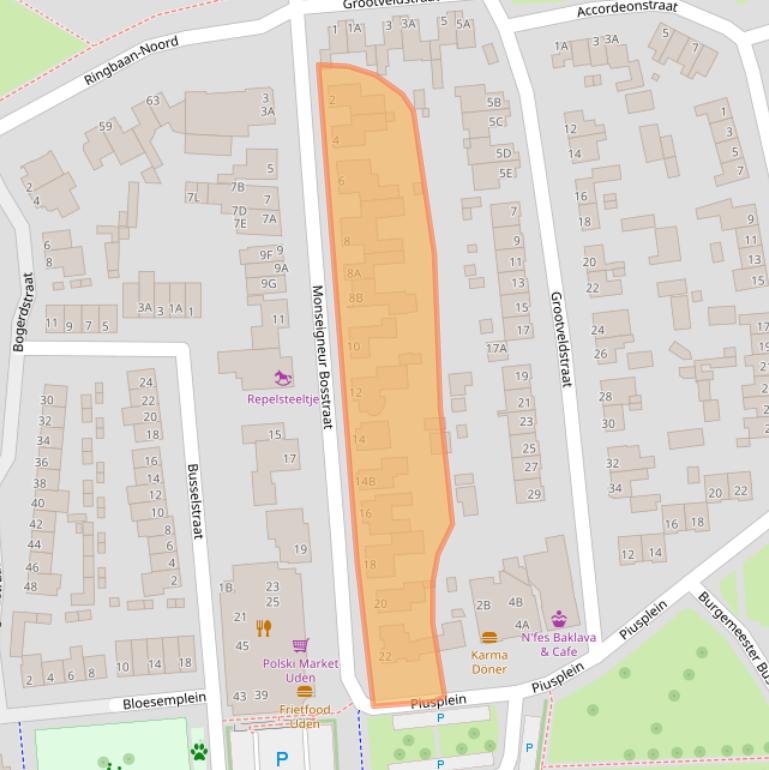 Kaart van postcodegebied 5401EB.