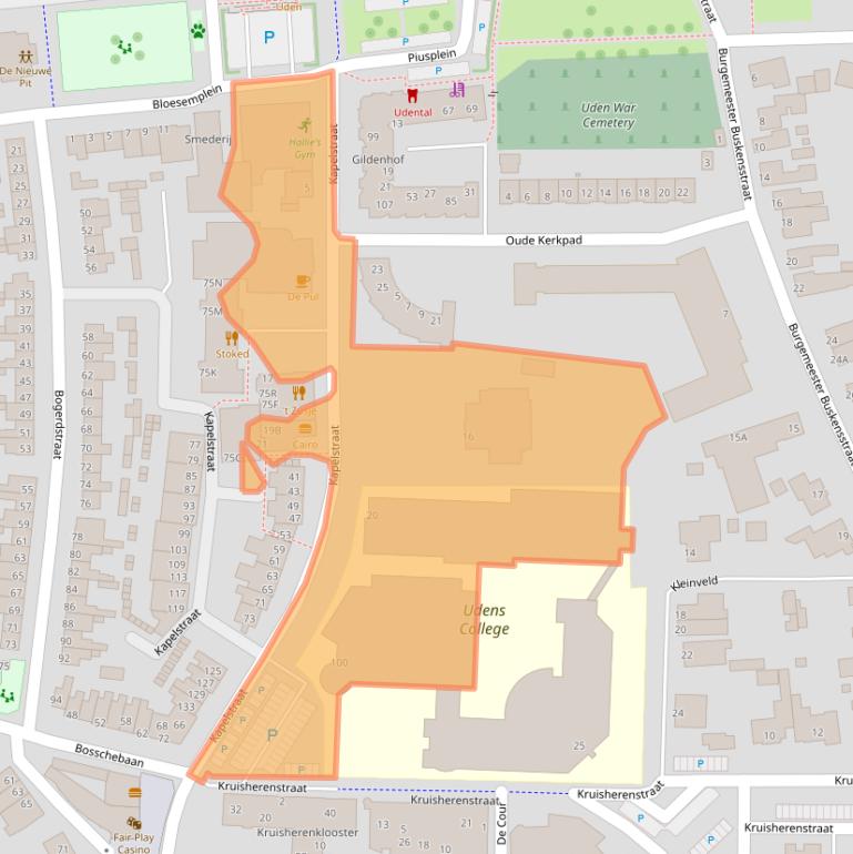 Kaart van postcodegebied 5401EC.
