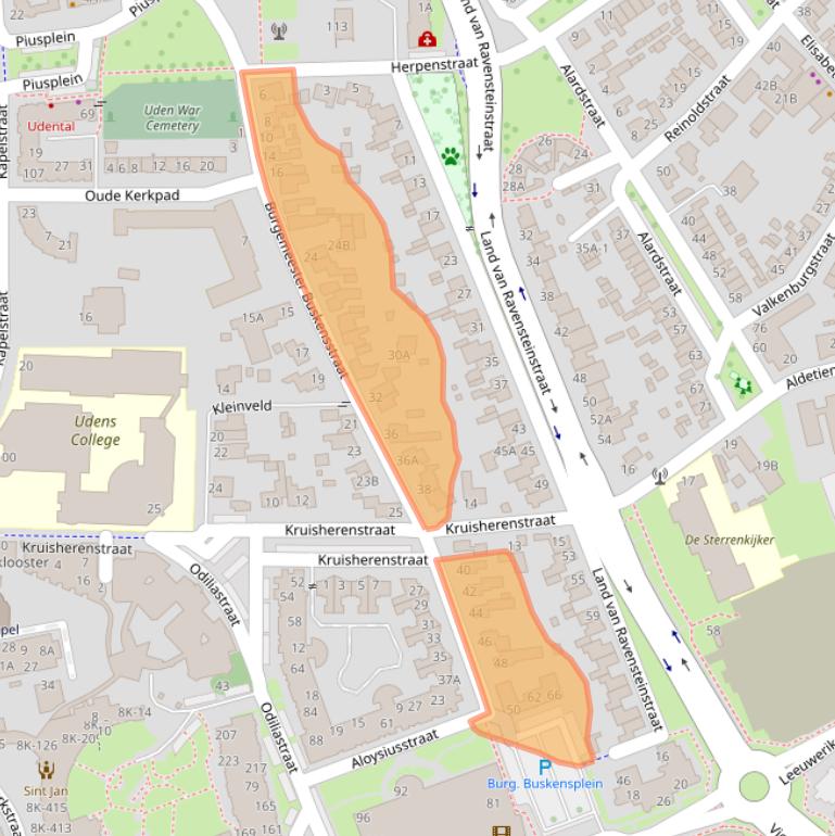 Kaart van postcodegebied 5401EE.