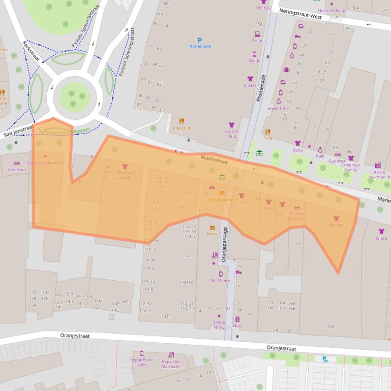 Kaart van postcodegebied 5401GE.