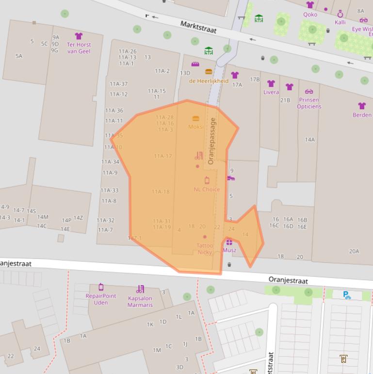 Kaart van postcodegebied 5401HW.