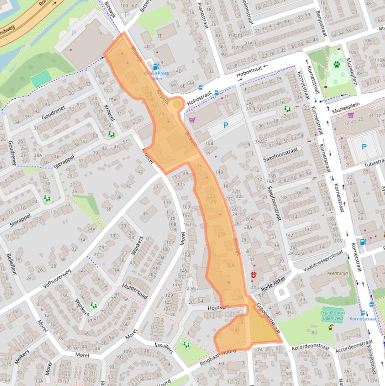 Kaart van postcodegebied 5401JA.