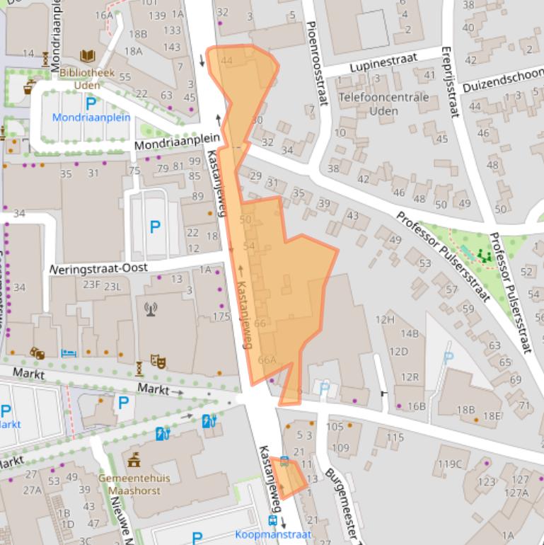 Kaart van postcodegebied 5401JP.