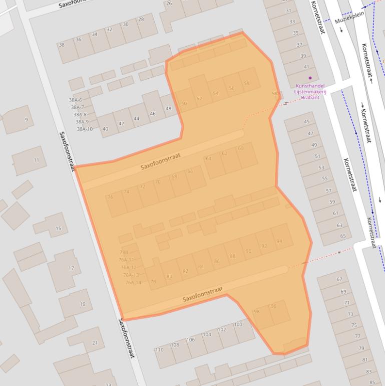 Kaart van postcodegebied 5402CG.