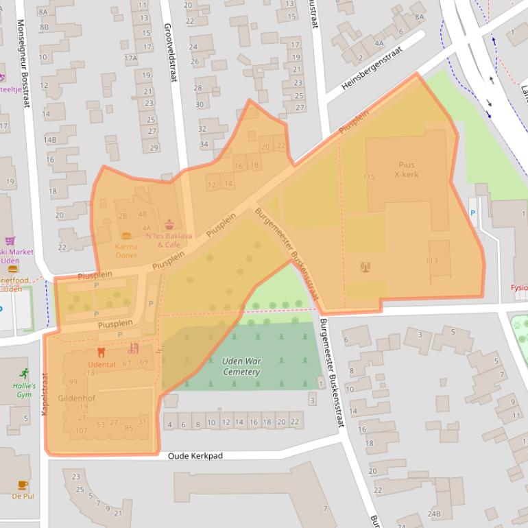 Kaart van postcodegebied 5402EA.
