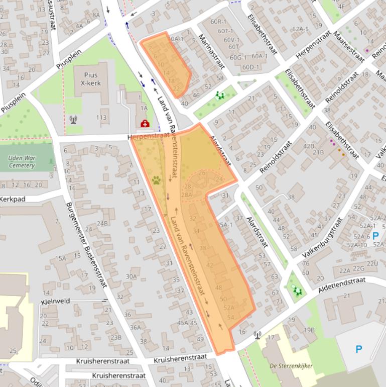 Kaart van postcodegebied 5402EK.