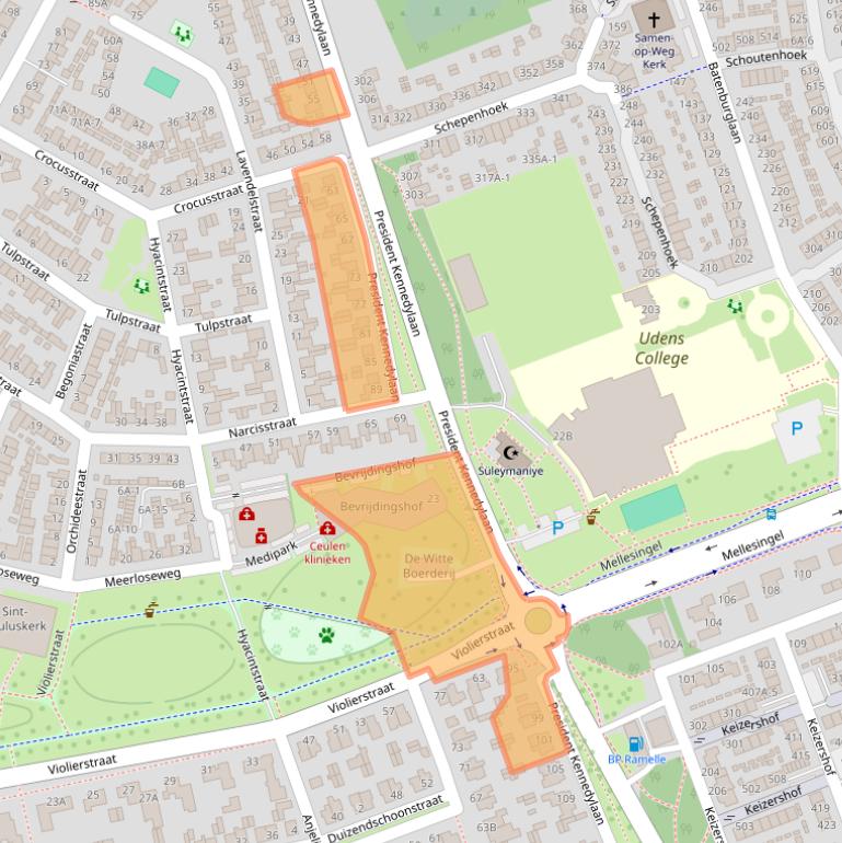 Kaart van postcodegebied 5402KB.