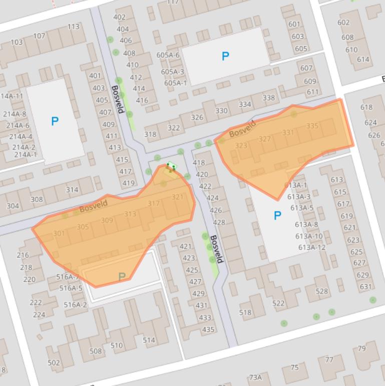 Kaart van postcodegebied 5403AJ.
