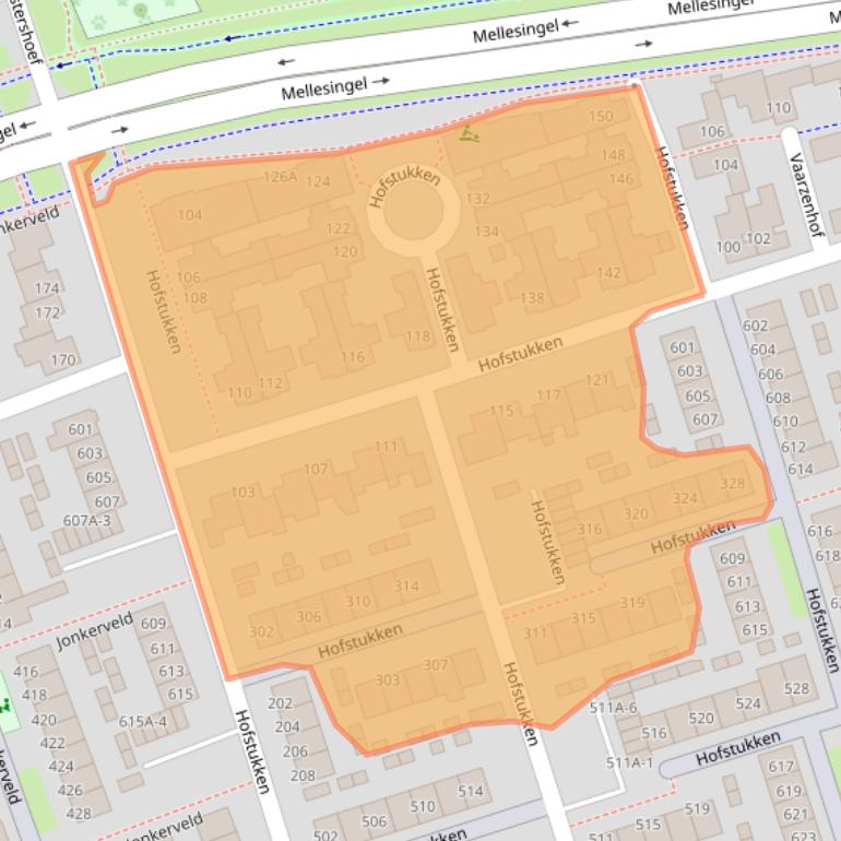Kaart van postcodegebied 5403BW.