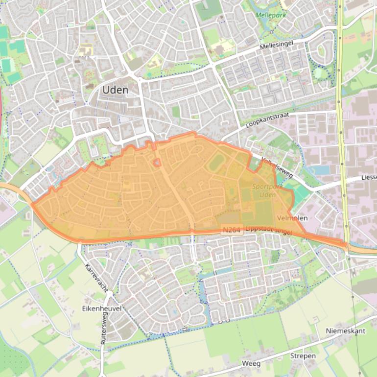 Kaartafbeelding, ingezoomd op postcodegebied 5404.