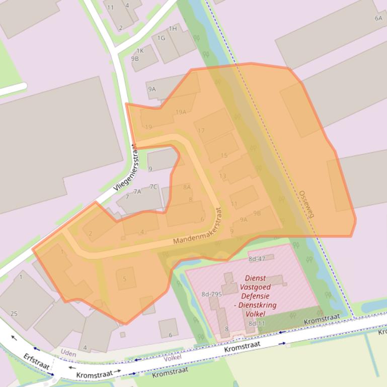 Kaart van postcodegebied 5405BJ.