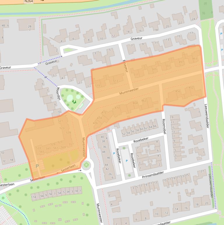 Kaart van postcodegebied 5406BK.