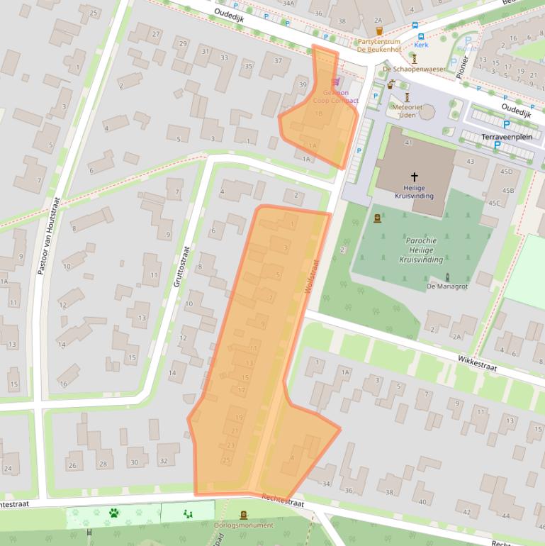 Kaart van postcodegebied 5409AP.