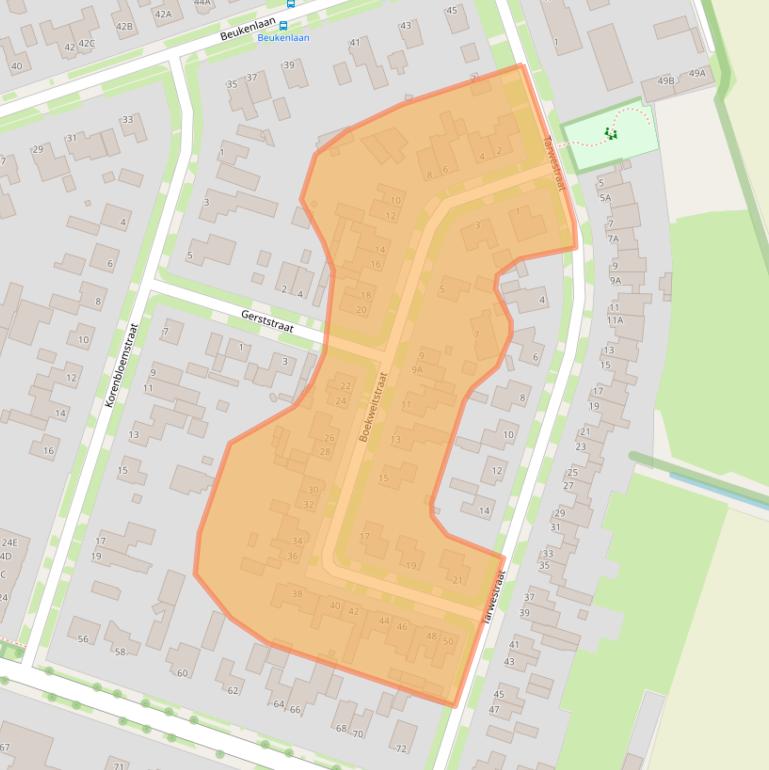 Kaart van postcodegebied 5409BB.