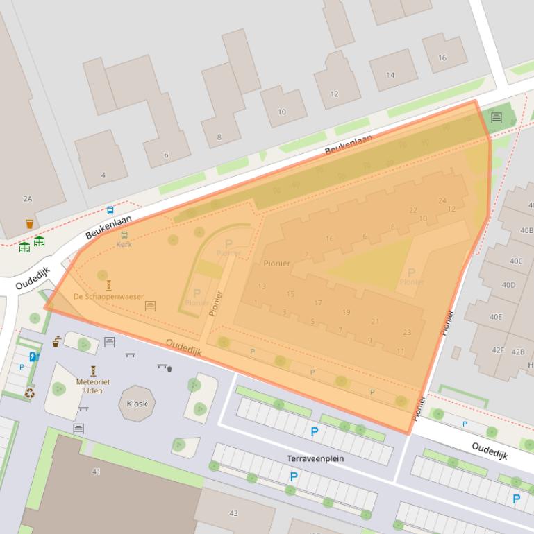 Kaart van postcodegebied 5409BE.