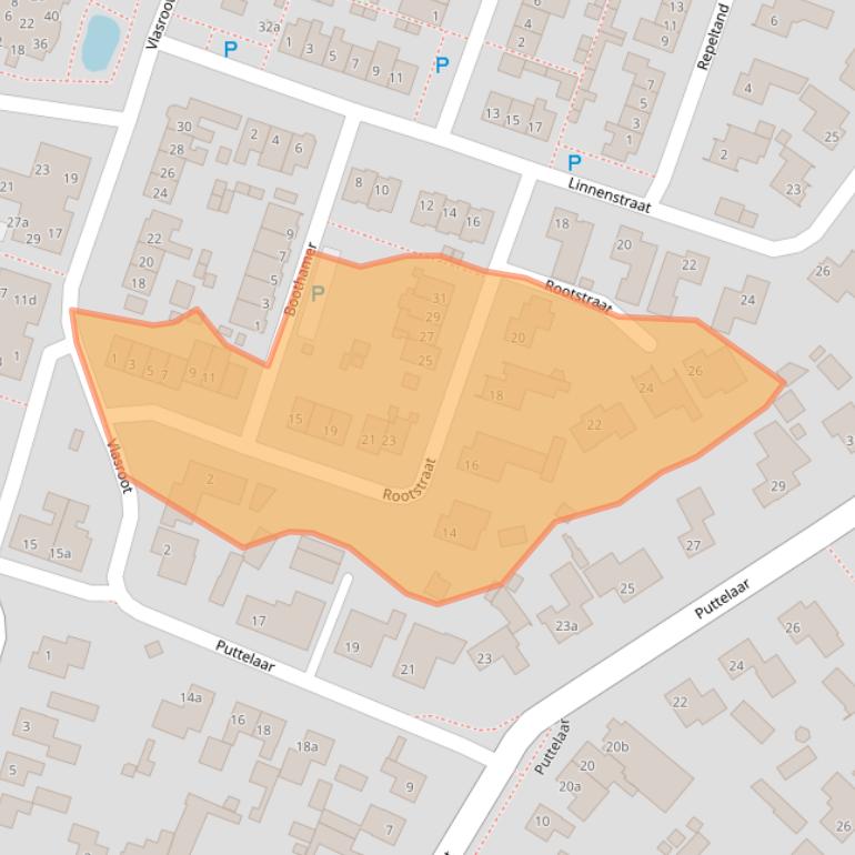 Kaart van postcodegebied 5411AX.