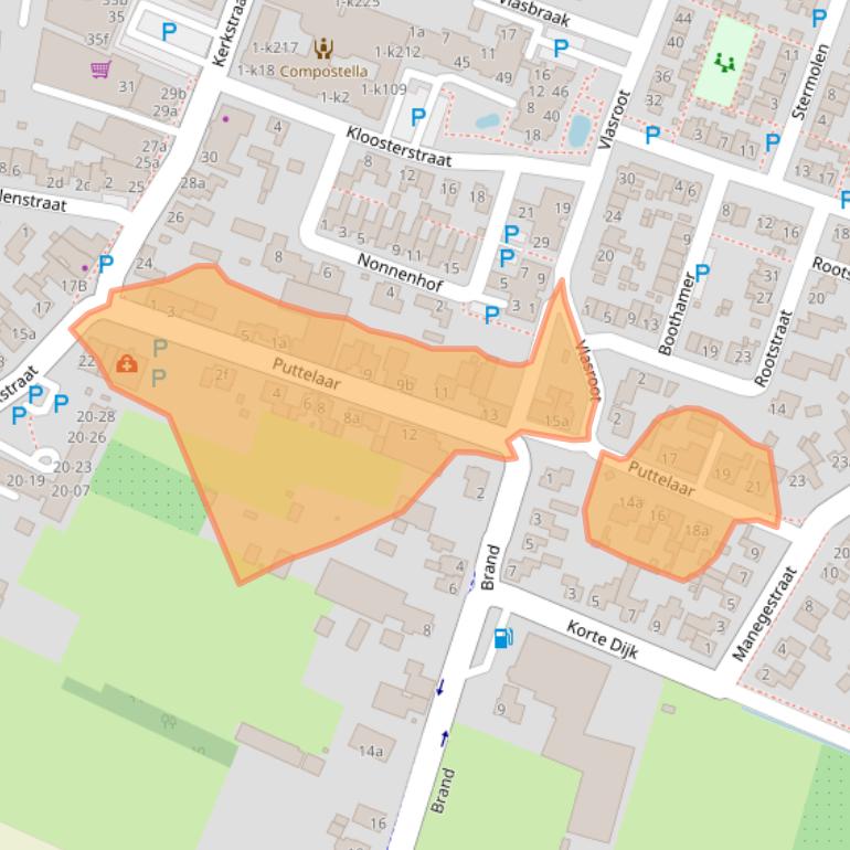 Kaart van postcodegebied 5411BE.