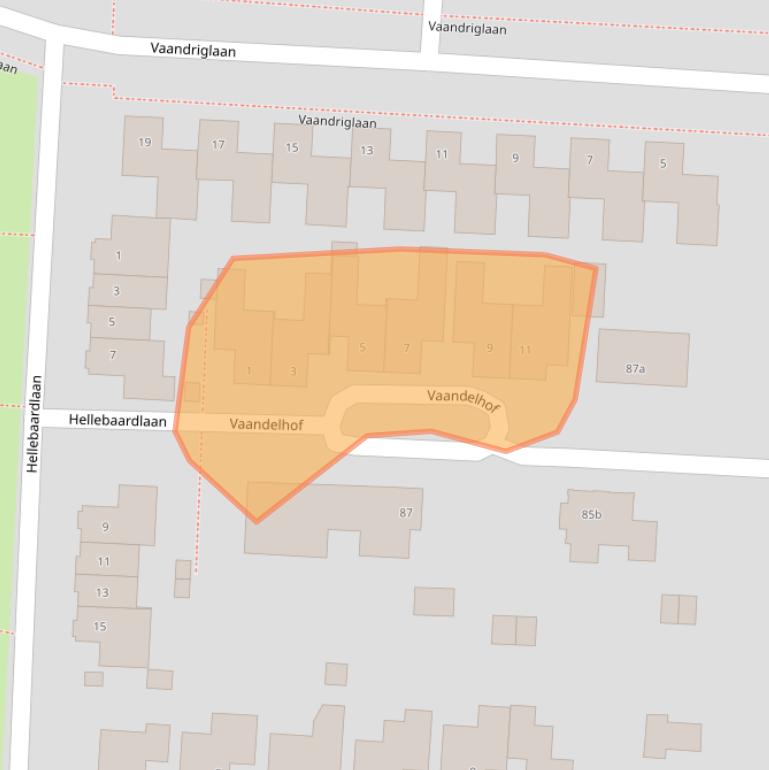 Kaart van postcodegebied 5411EB.