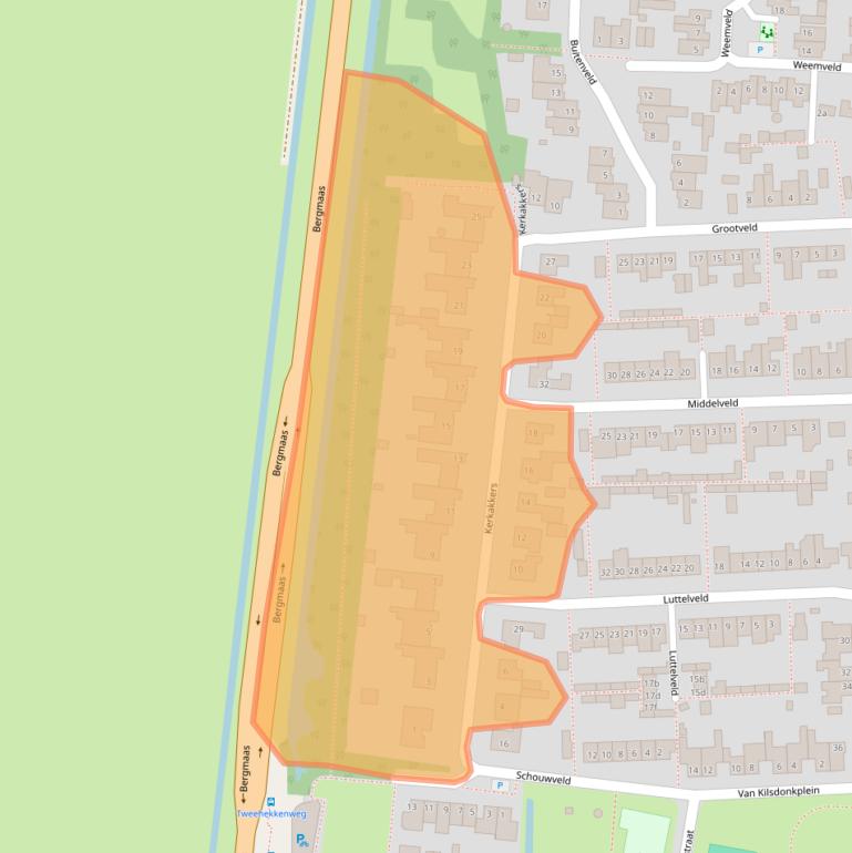 Kaart van postcodegebied 5411TN.
