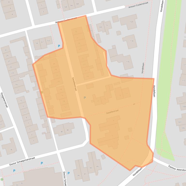 Kaart van postcodegebied 5421PE.