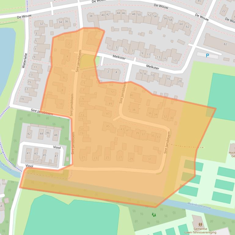 Kaart van postcodegebied 5422DH.