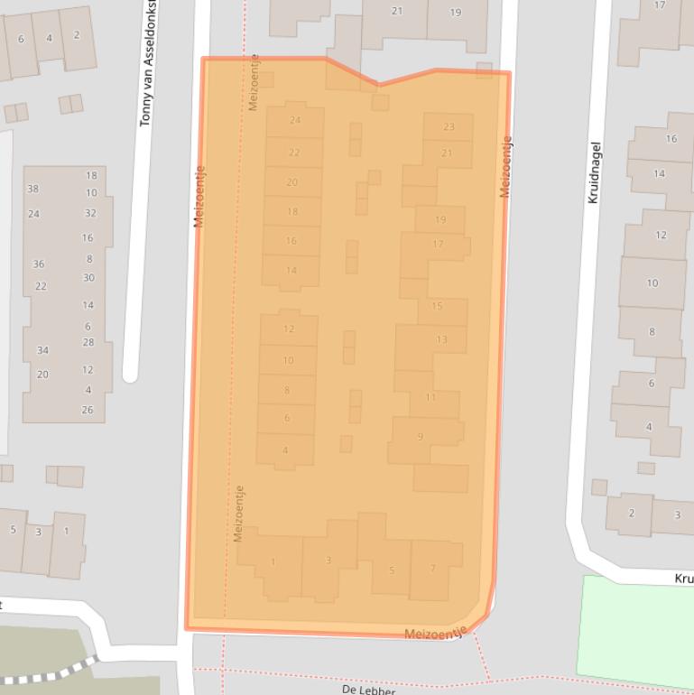 Kaart van postcodegebied 5422EA.