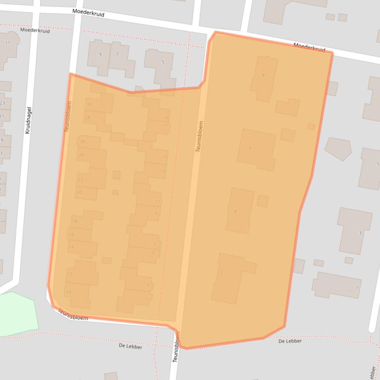 Kaart van postcodegebied 5422ED.