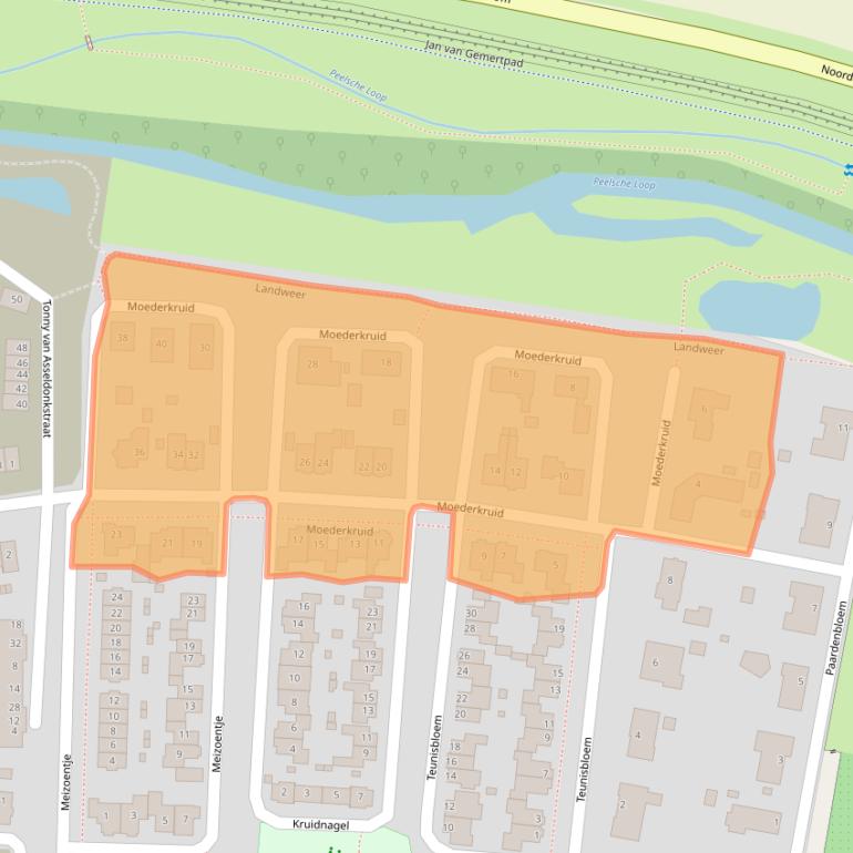 Kaart van postcodegebied 5422EG.