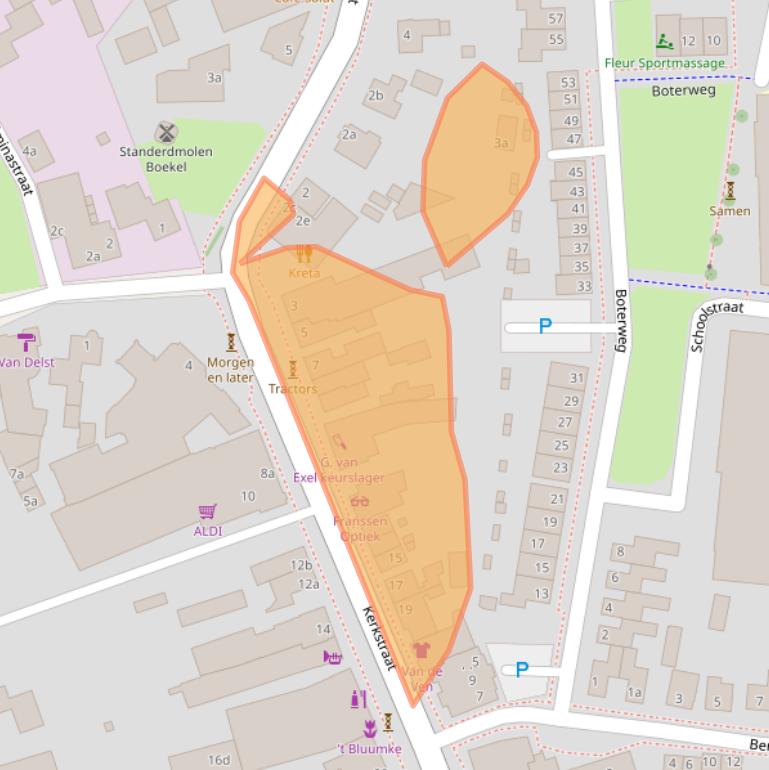 Kaart van postcodegebied 5427BA.