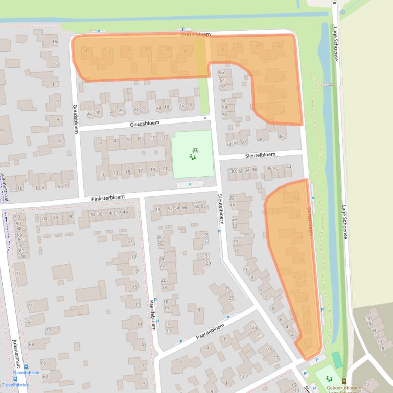 Kaart van postcodegebied 5427BV.