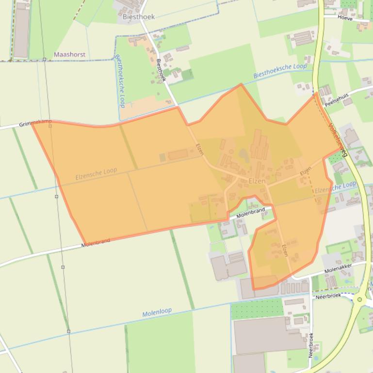 Kaart van postcodegebied 5427RC.