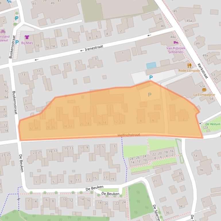 Kaart van postcodegebied 5427SE.