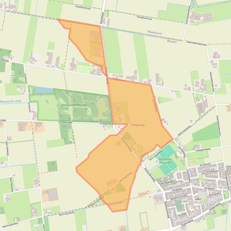 Kaart van postcodegebied 5428NV.