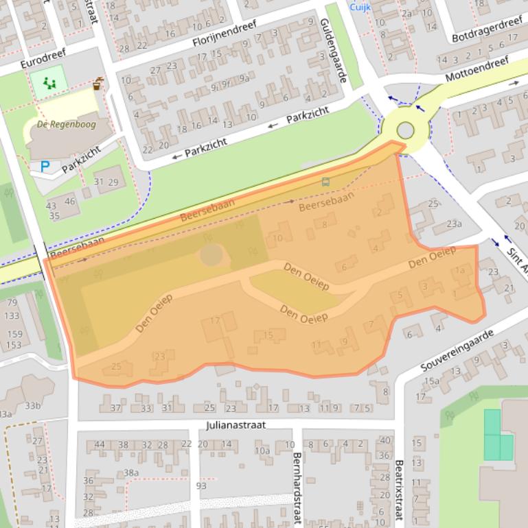 Kaart van postcodegebied 5431BA.