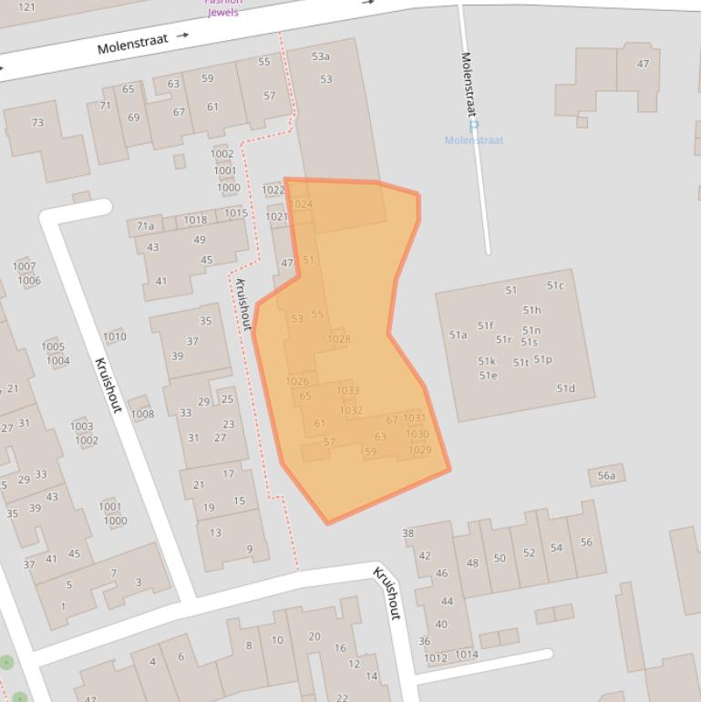Kaart van postcodegebied 5431CP.