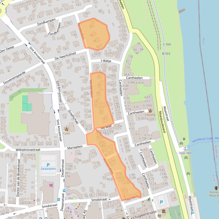 Kaart van postcodegebied 5431DD.