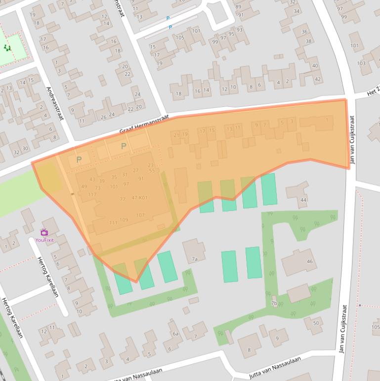 Kaart van postcodegebied 5431GR.