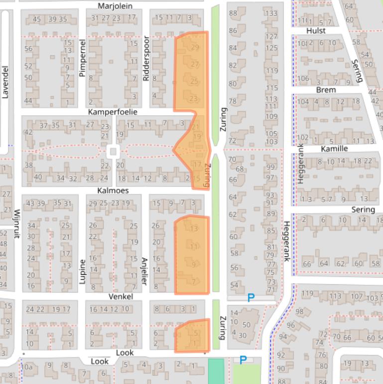 Kaart van postcodegebied 5432BW.
