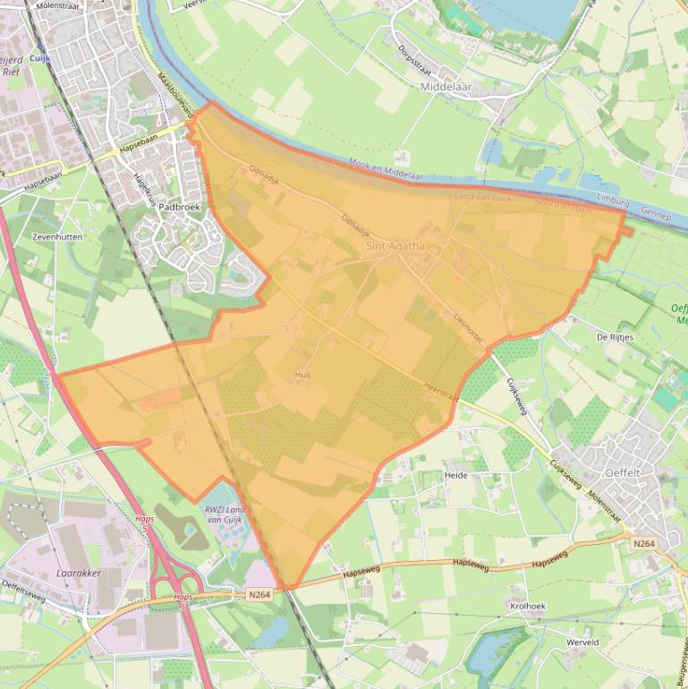Kaart van postcodegebied 5435.