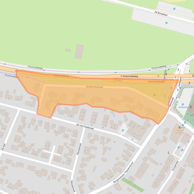 Kaart van postcodegebied 5437BA.