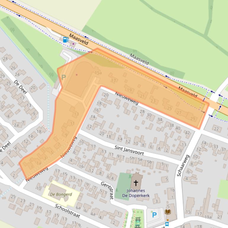 Kaart van postcodegebied 5438AB.