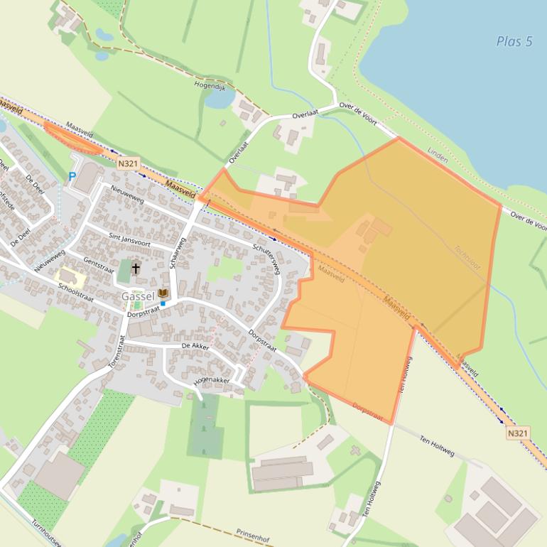 Kaart van postcodegebied 5438NZ.