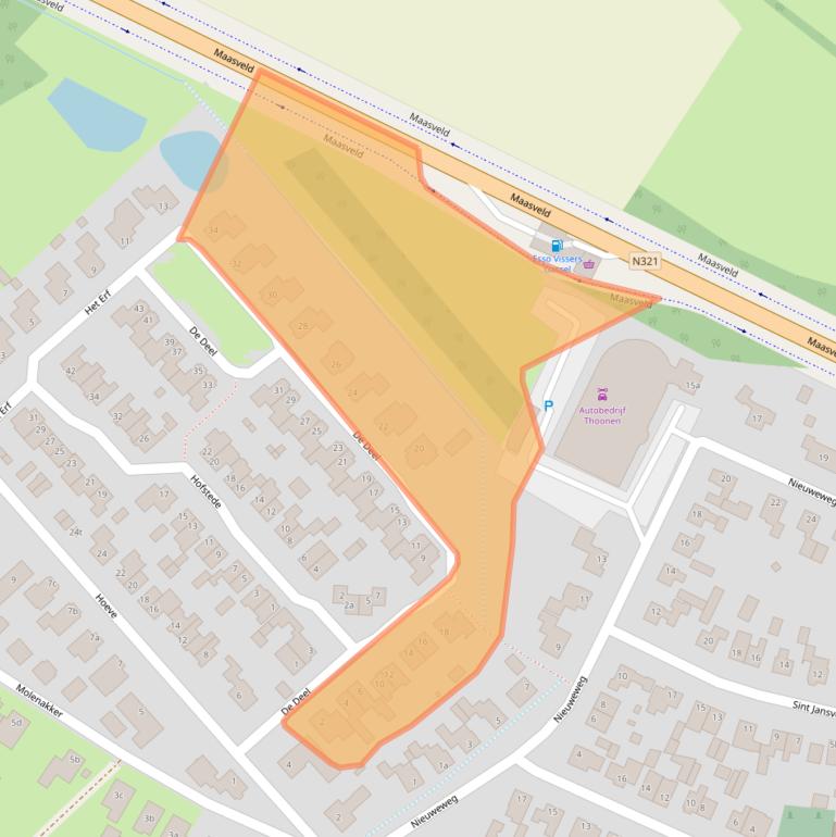 Kaart van postcodegebied 5438RE.